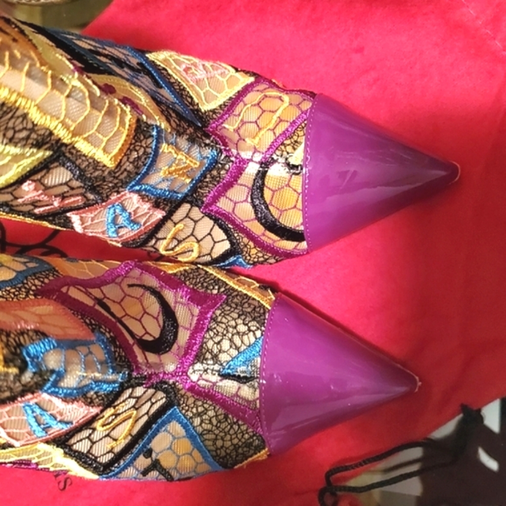 ✅️RARE⚜️Christian Louboutin 💜😻Gipsybootie SPC 100mm Stilettos - Picture 6 of 16